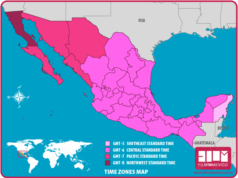 Mexico Timezones Map